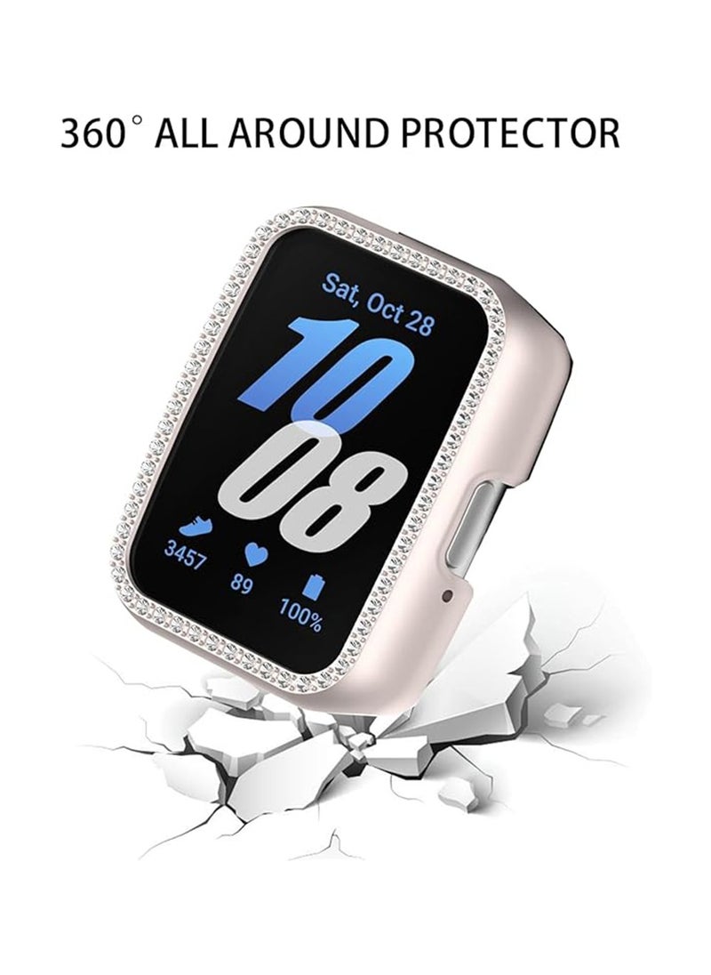 X-level - 2 Pcs Compatible with Samsung Galaxy Fit 3 Bling Diamond Case PC Bumper Protective Cases(No Screen Protector) Full Protective Bumper Smartwatch Cover Cases (Silver+Starlight) - Image 1