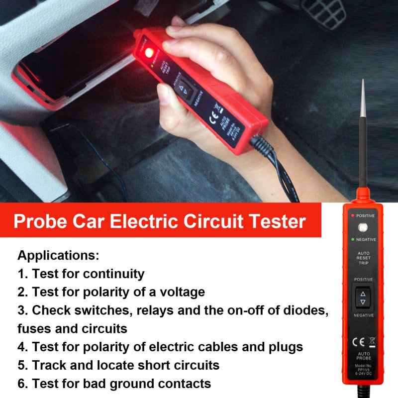 Circuit Tester 16Ft Red Cable - Short-Circuit Protection Voltage Protection for 6-24V DC Vehicles Boats Trailers - Image 4