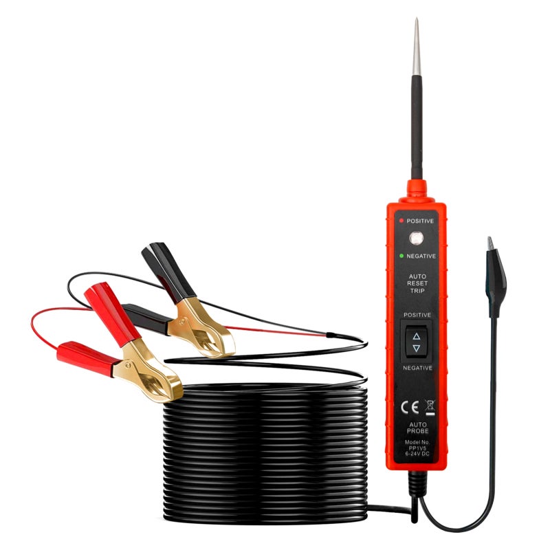 Circuit Tester 16Ft Red Cable - Short-Circuit Protection Voltage Protection for 6-24V DC Vehicles Boats Trailers - Image 1