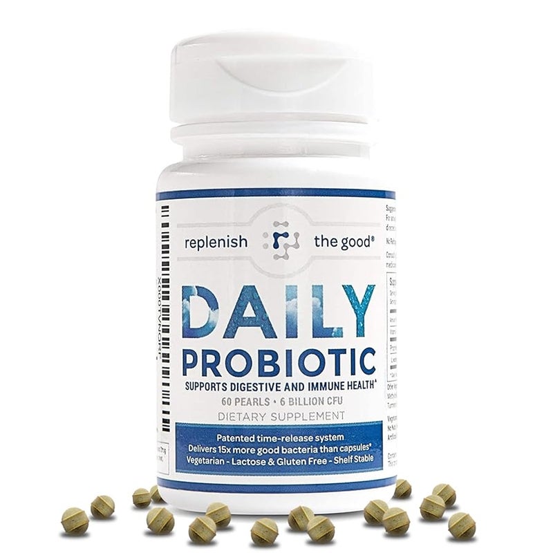 Daily Adults Probiotic 60 Pearls Vegan Supplement w 6 Billion CFU  Supports Digestive Health Delivers 15x More Good MicroOrganism Relieves Gas Bloated Stomach  Acid Reflux
