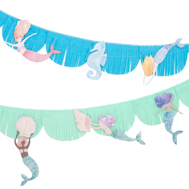 Meri Meri Meri Meri Mermaid Fringe Party Banner Pack of 2 85 Party Garland Including Excess Cord Mermaid Party Decorations