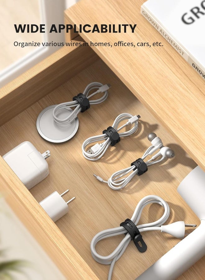 Chase Up 10Pack Silicone Cable Ties Cord Organizer Strap - Reusable Washable Wire Wrap Management with Lock Buckle, Elastic Adjustable Charger Cable Wrap Tie, Electrical Cord Organizer for Travel Home - Image 4