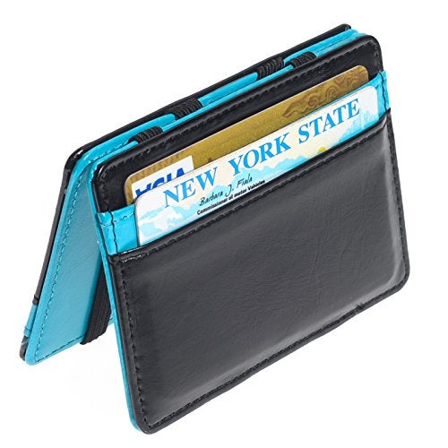 CKLT Men's Fashion Magic Money Clip Leather Minimalistic Slim Wallet Lake Blue - Image 2