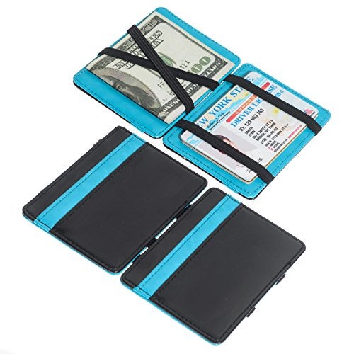 CKLT Men's Fashion Magic Money Clip Leather Minimalistic Slim Wallet Lake Blue - Image 4