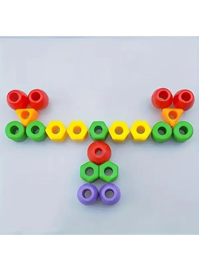 53Pcs Assorted Bead Stringing Toy Set For Fine Motor Skills And Color Sorting - Image 5