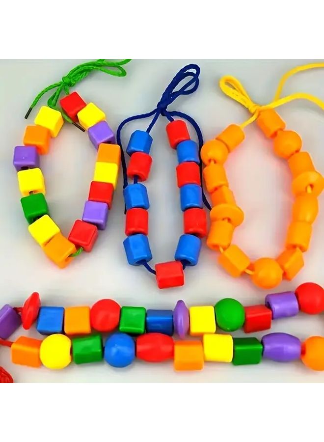 53Pcs Assorted Bead Stringing Toy Set For Fine Motor Skills And Color Sorting - Image 3