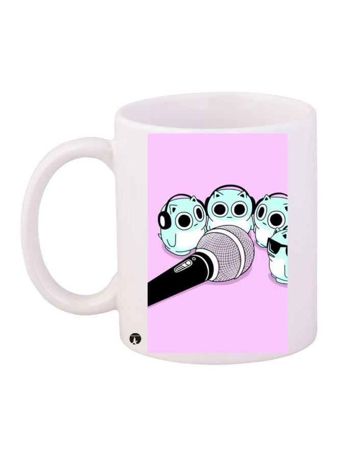 RYN Microphone Printed Coffee Mug White/Pink/Black 11ounce