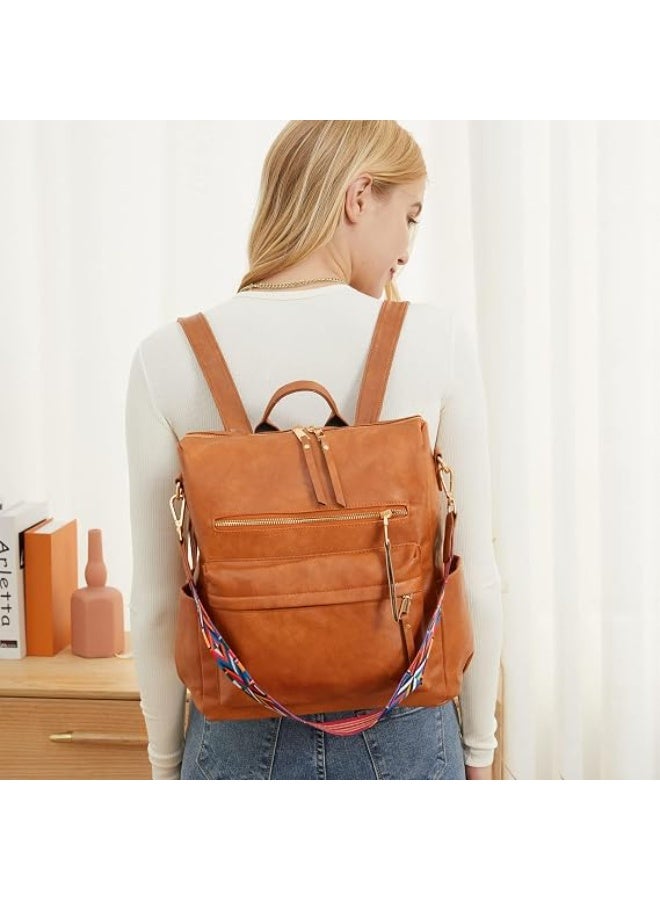 KISSUN Vintage PU Leather Convertible Backpack Purse for Women - Stylish Travel Daypack & Shoulder Bag (Brown) - Image 3
