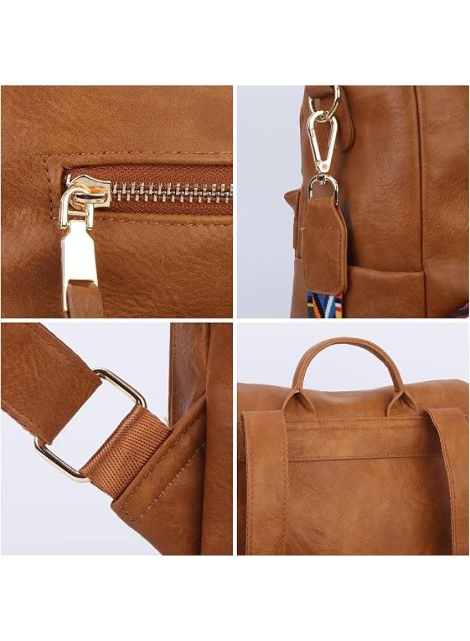 KISSUN Vintage PU Leather Convertible Backpack Purse for Women - Stylish Travel Daypack & Shoulder Bag (Brown) - Image 4