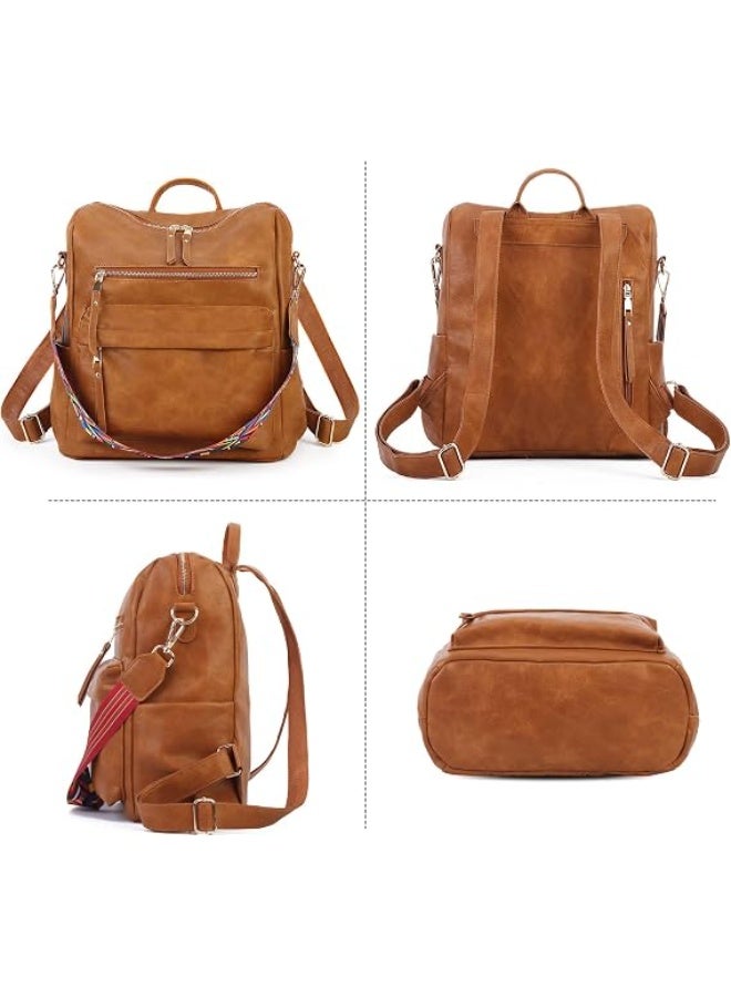 KISSUN Vintage PU Leather Convertible Backpack Purse for Women - Stylish Travel Daypack & Shoulder Bag (Brown) - Image 5