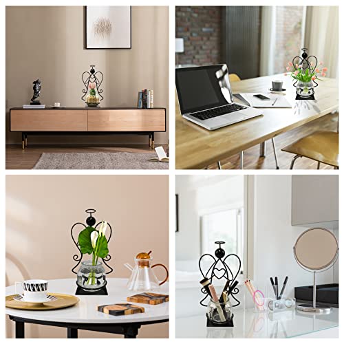 Homight Angel Plant Terrarium with Metal Stand, Air Planter Bulb Glass Vase Metal for Hydroponics Home Garden Office Decoration-Plant Lover's Gift for Women (Angel) - Image 3