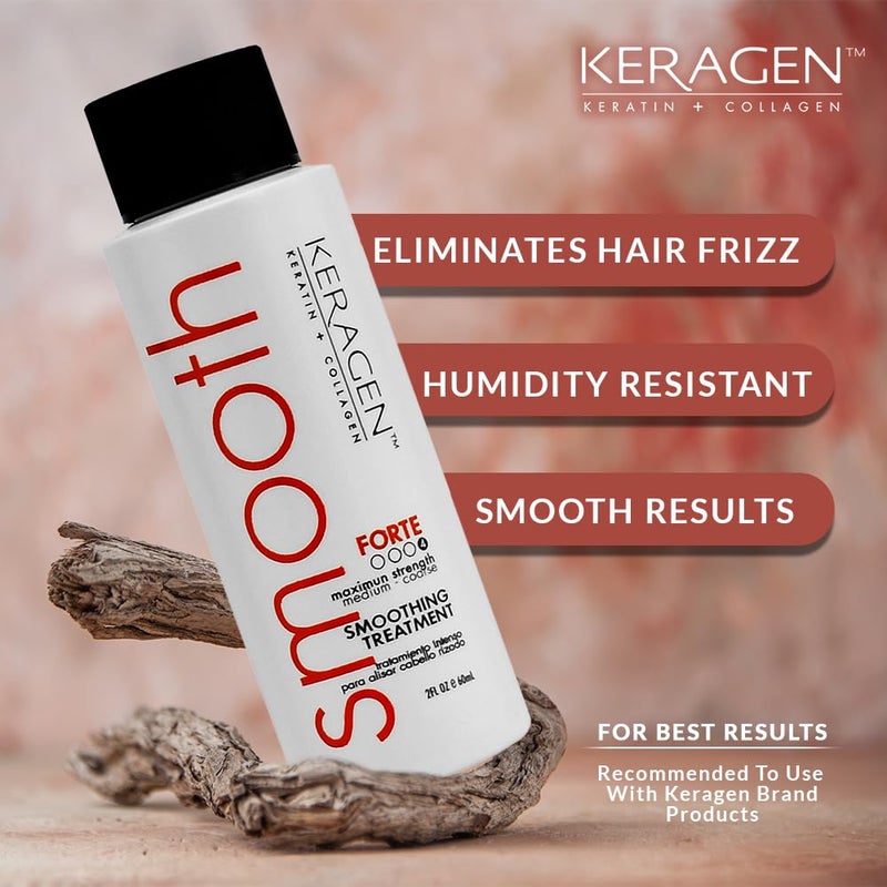 Keragen - Brazilian Keratin Smoothing Treatment, Blowout Straightening System for Dry and Damaged Hair - Forte, Sulfate Free - Eliminates Curls and Frizz, Medium to Coarse Hair (2 Oz) - Image 3