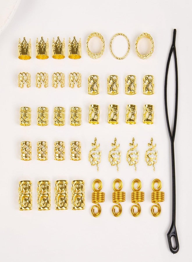 TEBIEKOY 220Pcs Golden Hair Accessories Vikings For Braids Jewelry Local Dreadlocks Women Beads Metal Rings Cuffs Decoration Beard - Image 3