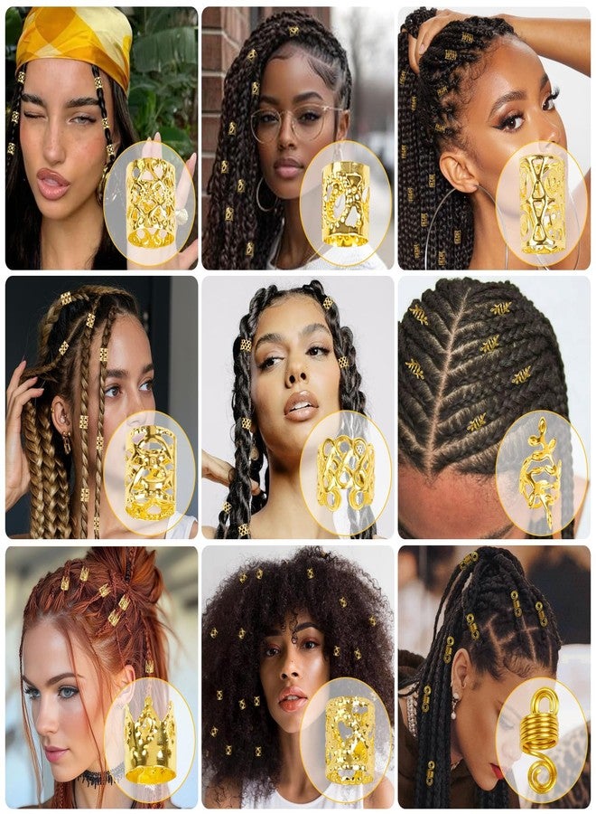 TEBIEKOY 220Pcs Golden Hair Accessories Vikings For Braids Jewelry Local Dreadlocks Women Beads Metal Rings Cuffs Decoration Beard - Image 5