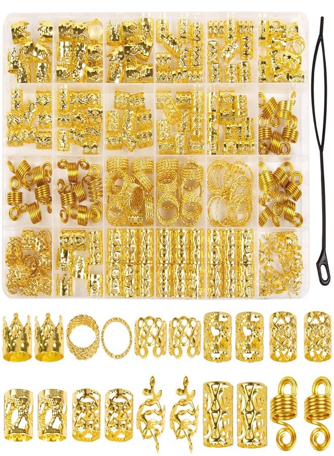 TEBIEKOY 220Pcs Golden Hair Accessories Vikings For Braids Jewelry Local Dreadlocks Women Beads Metal Rings Cuffs Decoration Beard - Image 1