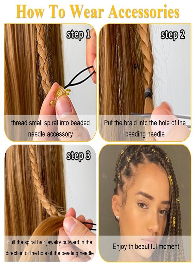 TEBIEKOY 220Pcs Golden Hair Accessories Vikings For Braids Jewelry Local Dreadlocks Women Beads Metal Rings Cuffs Decoration Beard - Image 4