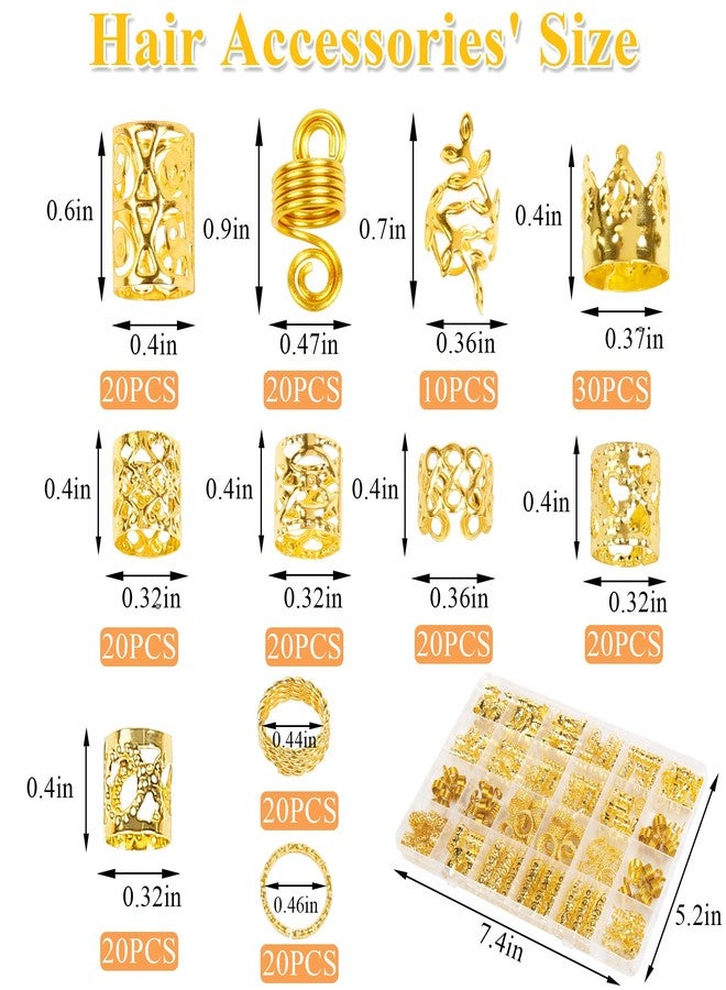 TEBIEKOY 220Pcs Golden Hair Accessories Vikings For Braids Jewelry Local Dreadlocks Women Beads Metal Rings Cuffs Decoration Beard - Image 2