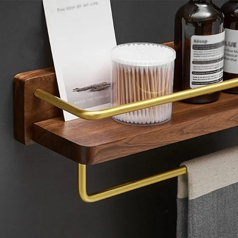 Crysellewoods Towel Rack Towel Rails Wooden Towel Holder Extra Space Rack for Bathroom Bathroom Organizer ShelvesRack for Wall Bathroom Accessories Towel Bar 30Cm - Image 4