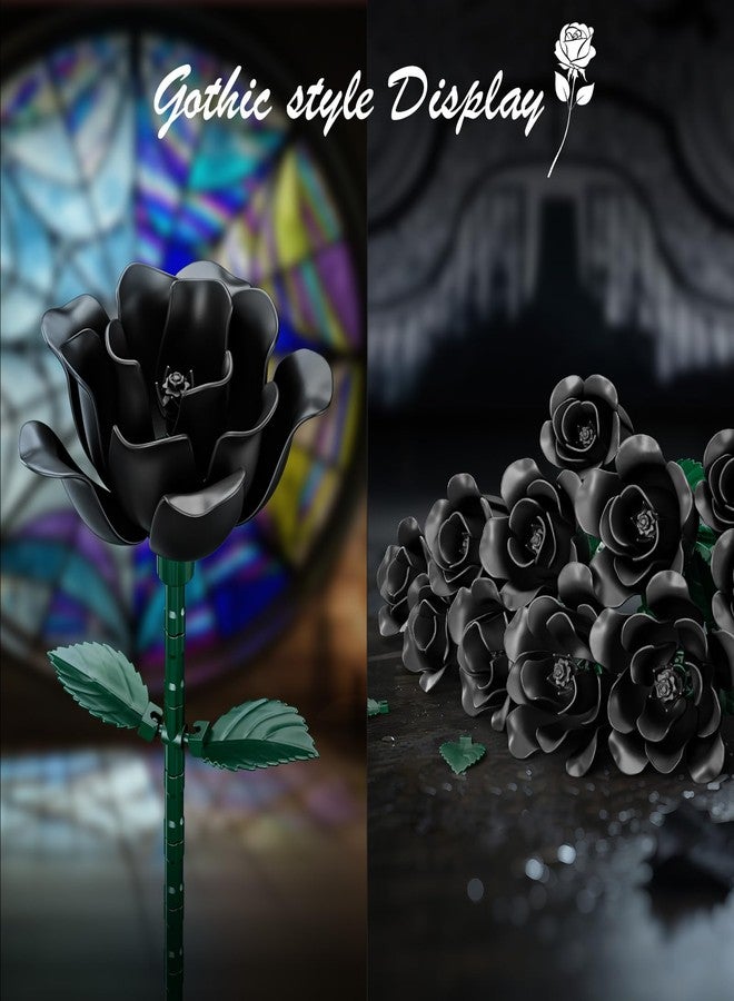 JAKI Black Rose Bouquet Building Set, 12 Gothic Matte Roses Flower Building Kit,Flower Botanical Collection Home Decor for Halloween, Christmas, Birthday Gifts for Her - Image 5