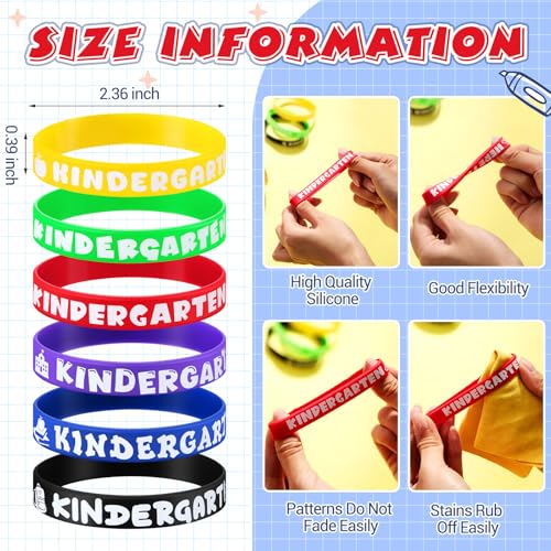Simgoing 120 Pcs Kindergarten Rubber Bracelets Kindergarten Themed Silicone Wristbands Back to School Party Favors Classroom Decor Supplies Exchange Gifts - Image 5