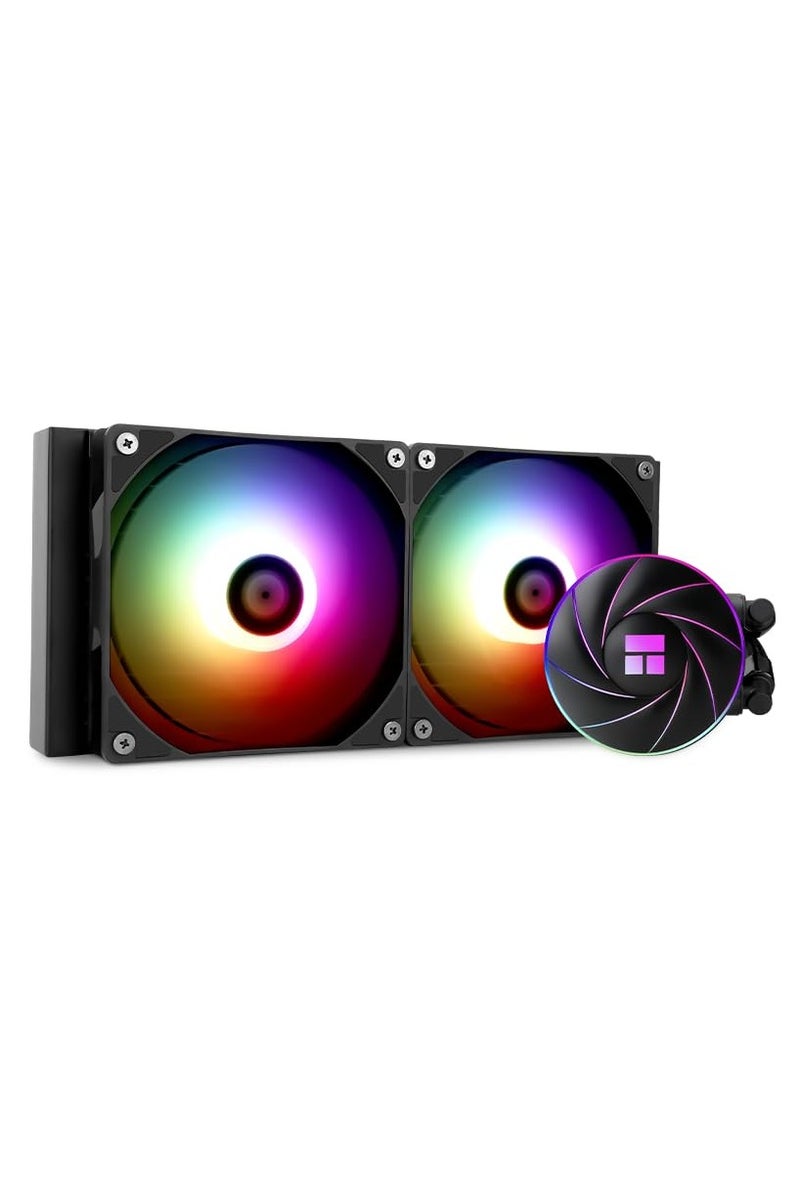 ثيرمالرايت مبرد وحدة المعالجة المركزية السائل Thermalright Aqua Elite 240 ARGB، 240 صف تبريد، مروحتان PWM 120 مم، محامل S-FDB، متوافق مع AMD/AM4/AM5، INTEL LGA1150/1151/1155/1156/1200/2011/1700 (أسود) - Image 1