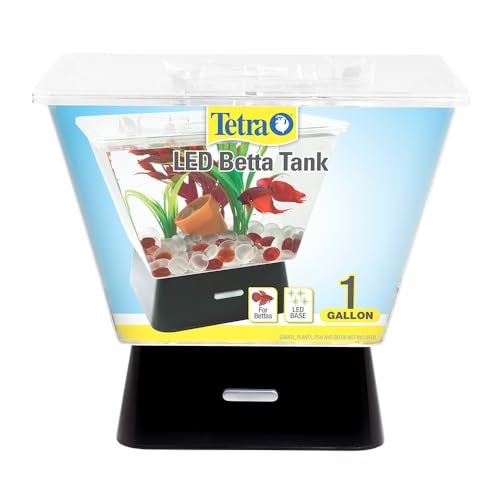 Tetra LED Betta Tank Kit 1 Gallon, Trapezoid aquarium With Base Lighting (24050) - Image 1