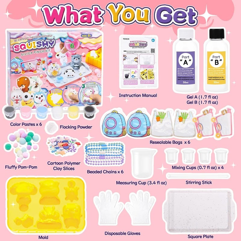 Moonmen Create Your Own Squishy Toys DIY Making Kit with Mold and 6 Packaging Bags, Pendant Set Fidget Toy for Kids Suitable Adults Kid (DIY Squishy Toys C) - Image 2