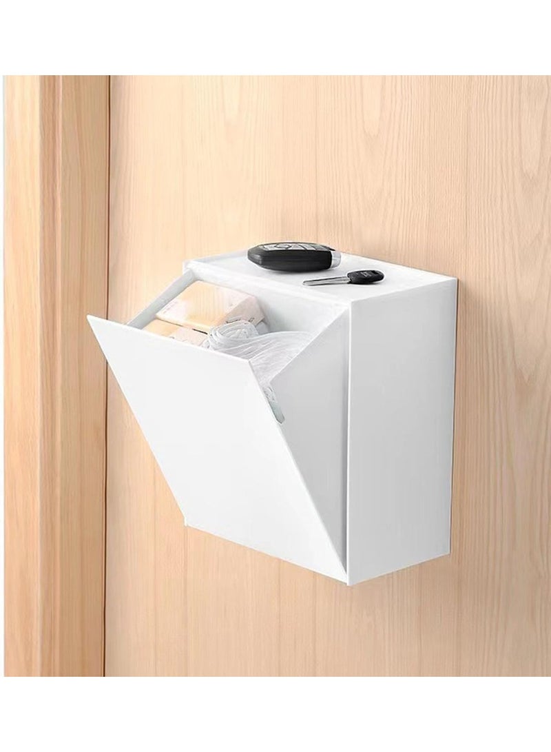 صندوق تخزين جداري (غطاء مفلطح) سعة كبيرة - أبيض لحفظ مستلزمات النظافة - Image 3