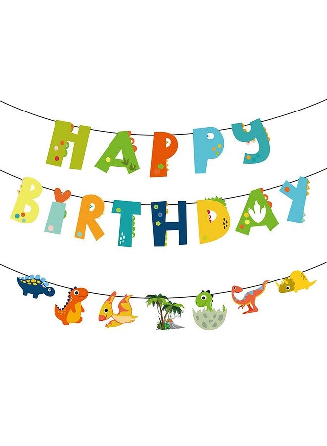 JANSONG Dinosaur Happy Birthday Banner Dinosaur Theme Birthday Party Decoration For Kids Birthday Party And Baby Shower  - Image 2