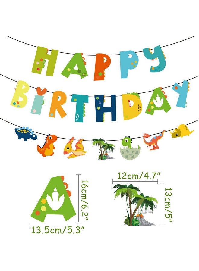 JANSONG Dinosaur Happy Birthday Banner Dinosaur Theme Birthday Party Decoration For Kids Birthday Party And Baby Shower  - Image 3