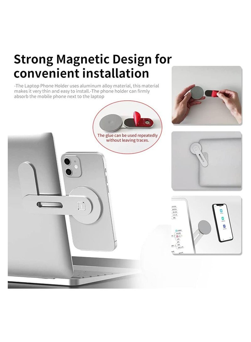Magnetic Magsafe Phone Holder for Laptop Adjustable Metal Side Mount Stand - Image 4