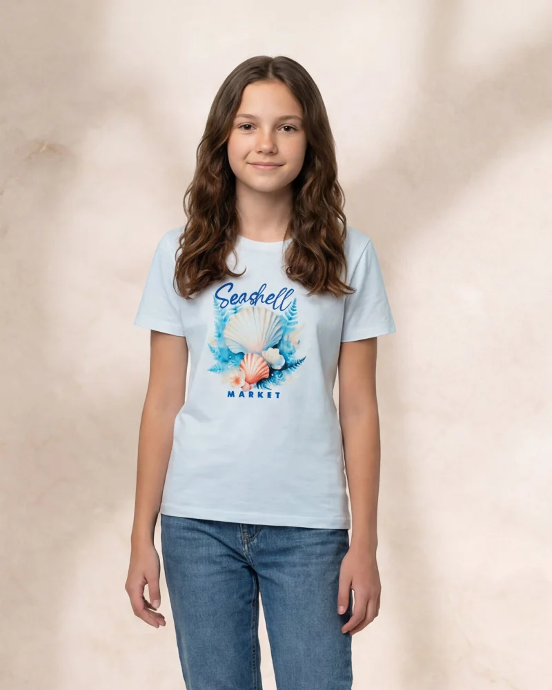 Redtag Senior Girls Blue Graphic T Shirt