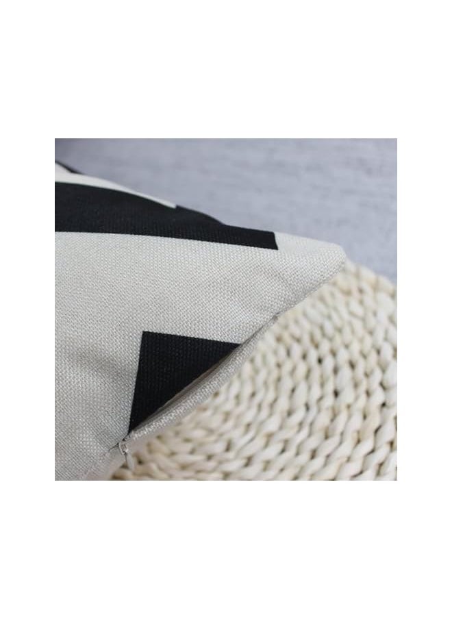 The Bros Set of 4 Boho Cushion Covers Black 18x18 Linen Geometric Throw Pillow Covers 45 x 45cm Square Pillowcases Linen Cushion Cases with Invisible Zipper for Outdoor Garden Bench Living Room Decor  - Image 3