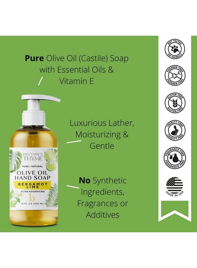 Brittanie's Thyme Organic Natural Hand Soap 16 Oz (Bergamot & Lime) Moisturizing Castile Soap Made Olive Oil And Natural Luxurious Essential Oils. Vegan Gluten & Cruelty Free - Image 4