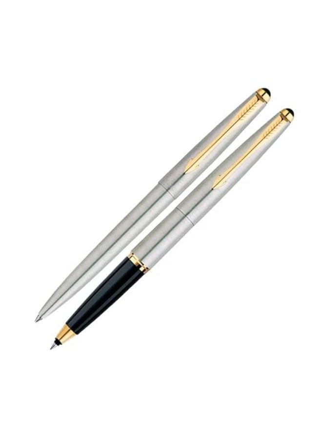 باركر Parker Galaxy Gold Trim Ball Pen with Free Card Holder (Stainless Steel) - Image 2