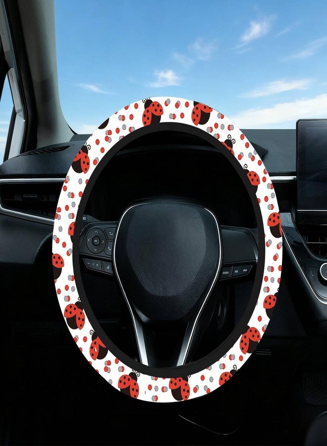 Ldntly Ladybug Steering Wheel Cover,Non-Slip Breathable Neoprene Steering Wheel Covers,Ladybugs Car Accessories and Car Decor,Ladybug Gifts for Women,Men Universal 15 Inch Fit Auto,SUV,Truck - Image 3