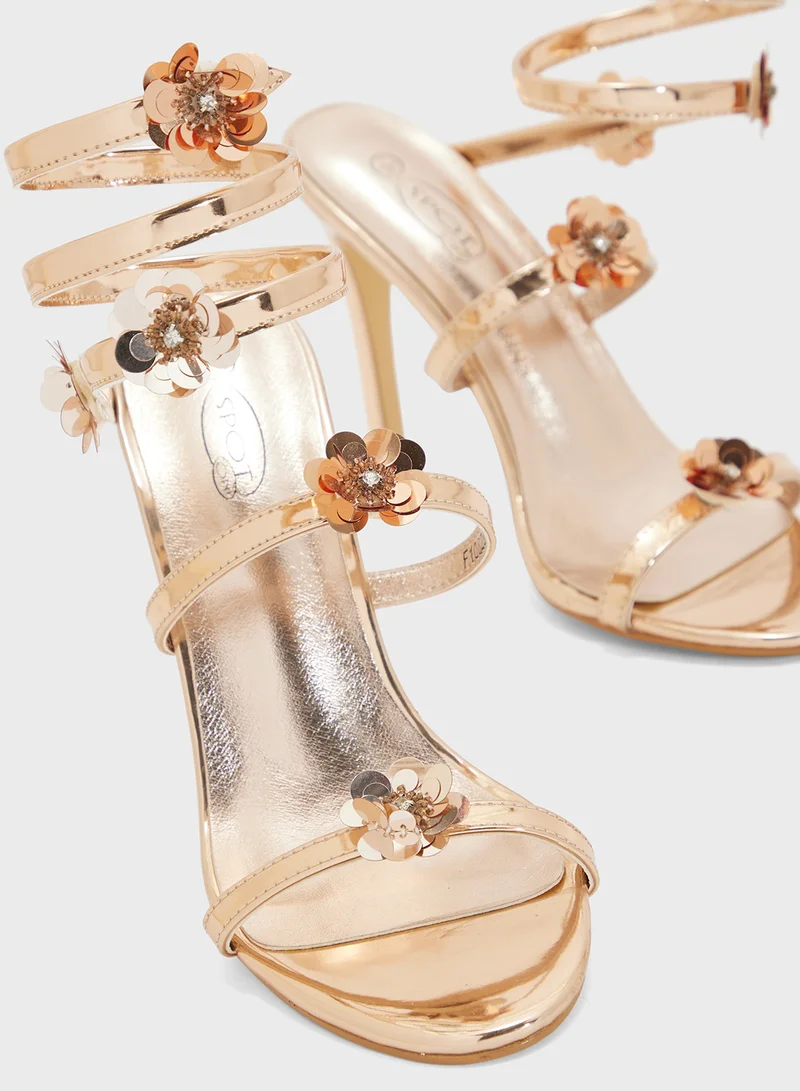Spot-On Floral Wrap Around Strappy Sandal