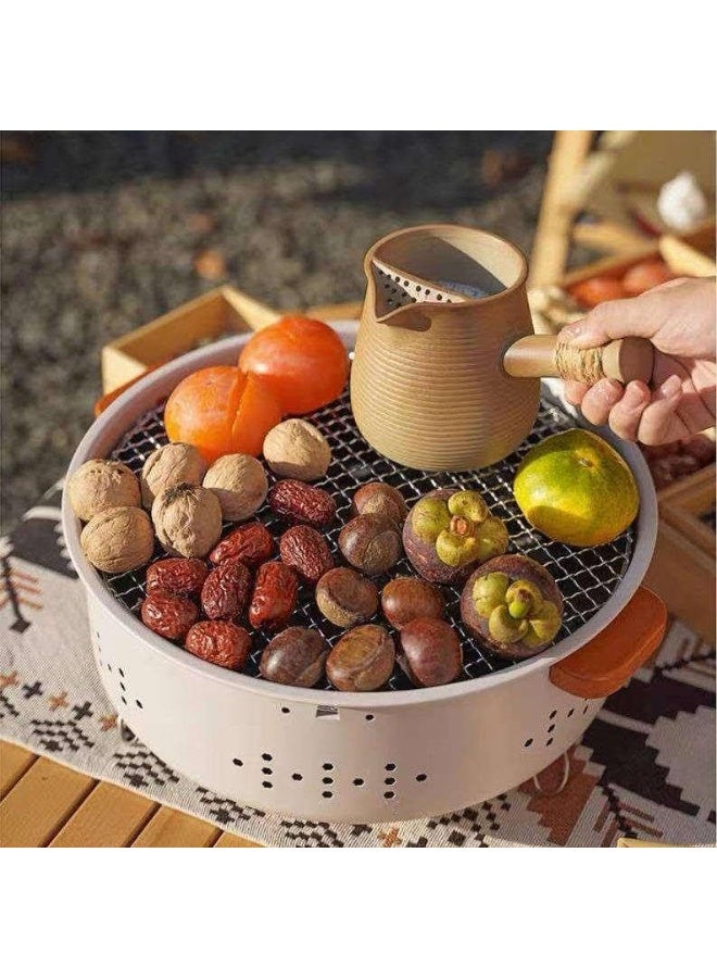 شواية فحم دائرية معدنية بتصميم عملي مع شبك شواء مقاوم للحرارة ومقابض جانبية - Image 4