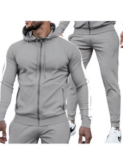 Mens Tracksuit with Zipper Pockets Full Zip Hoodie Sweatsuit 2 Pieces Athletic Sports Casual Sweat Suits