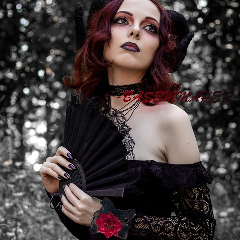 BASEMMAHER Gothic Rose Lace Gloves Hand Sleeve Black Lace Elastic Bracelet Wine Red Flower Wrist Cuff Dress Accessories for Women Girls Wedding Halloween Prom Masquerade Party Clothing 1 Pair - Image 5