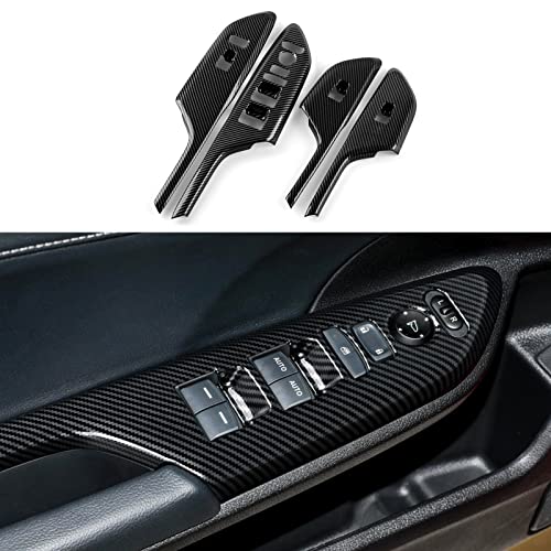 BRMYL Car Window Lift Control Switch Panel Cover Decals for 20162021 Honda Civic 10th Gen Accessories ABS Carbon Fiber Stickers Not for Coupe Model - Image 1