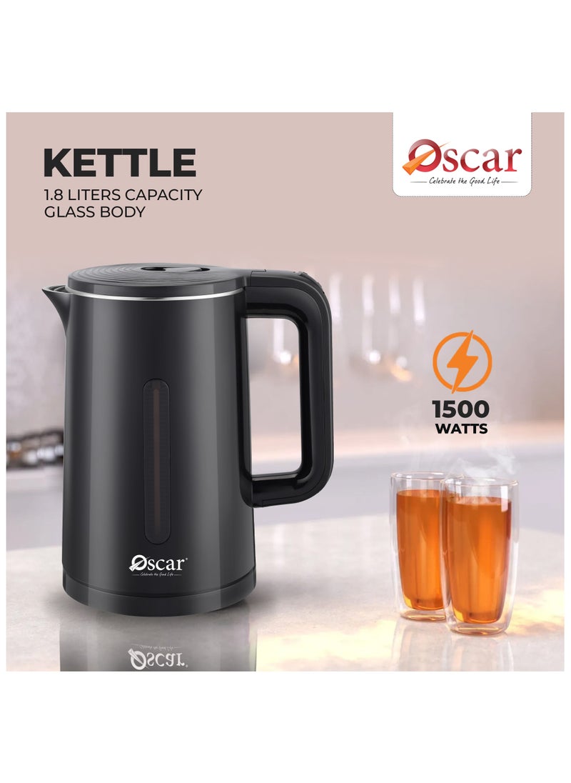 Oscar - OSCAR | Electric Kettle | Model: OKT18LSBK | 1.8L Capacity | Anti Dry Burning Function | Safety Locking Lid | 1.5 kW Heating Element | Durable and Efficient for Home Use - Image 1