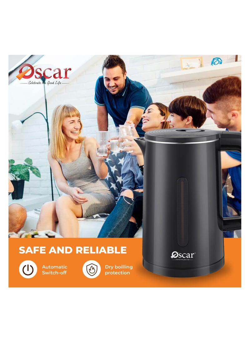 Oscar - OSCAR | Electric Kettle | Model: OKT18LSBK | 1.8L Capacity | Anti Dry Burning Function | Safety Locking Lid | 1.5 kW Heating Element | Durable and Efficient for Home Use - Image 1