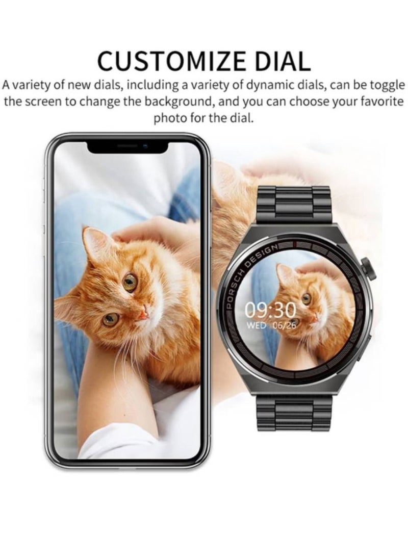 Bluetooth Calling IP68 Waterproof Heart Rate Monitor Fitness Tracker Smartwatch Black