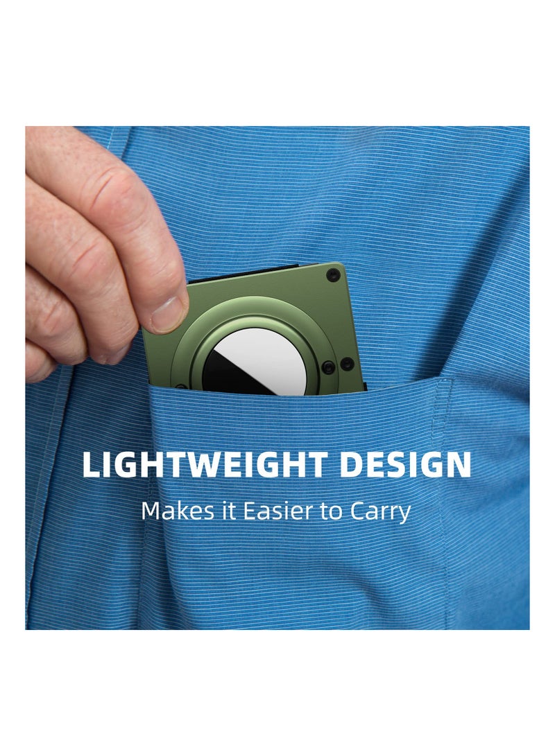 SOLARAE Slim Minimalist RFID Blocking Wallet for Men with AirTag Holder, Front Pocket Design, Metal Card Holder, and Money Clip - Army Green - Image 5