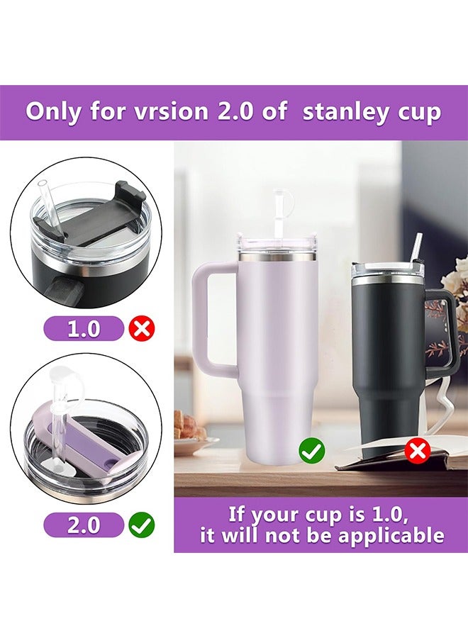 اتش واي 12 قطعة سيليكون سدادة واقية من الانسكاب مجموعة لكأس ستانلي 2.0 40 أوقية / 30 أوقية ، غطاء قش ستانلي قابل لإعادة الاستخدام بما في ذلك 4 سدادة انسكاب مربعة ، 4 سدادة تسرب مستديرة و 4 غطاء غطاء قش - Image 2