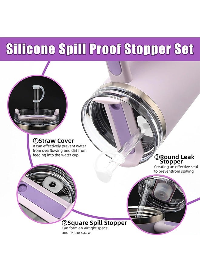 اتش واي 12 قطعة سيليكون سدادة واقية من الانسكاب مجموعة لكأس ستانلي 2.0 40 أوقية / 30 أوقية ، غطاء قش ستانلي قابل لإعادة الاستخدام بما في ذلك 4 سدادة انسكاب مربعة ، 4 سدادة تسرب مستديرة و 4 غطاء غطاء قش - Image 5