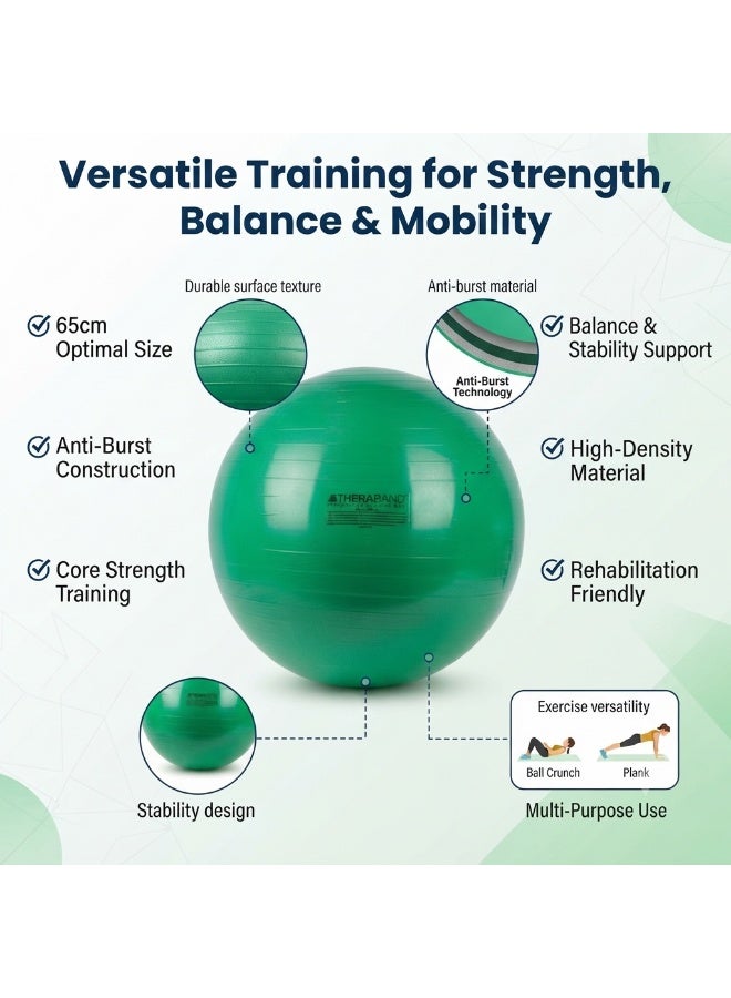 Theraband Exercise Ball for Yoga Pilates Core Training Balance Fitness Rehabilitation Anti Burst Stability Ball Green 65 cm - Image 2