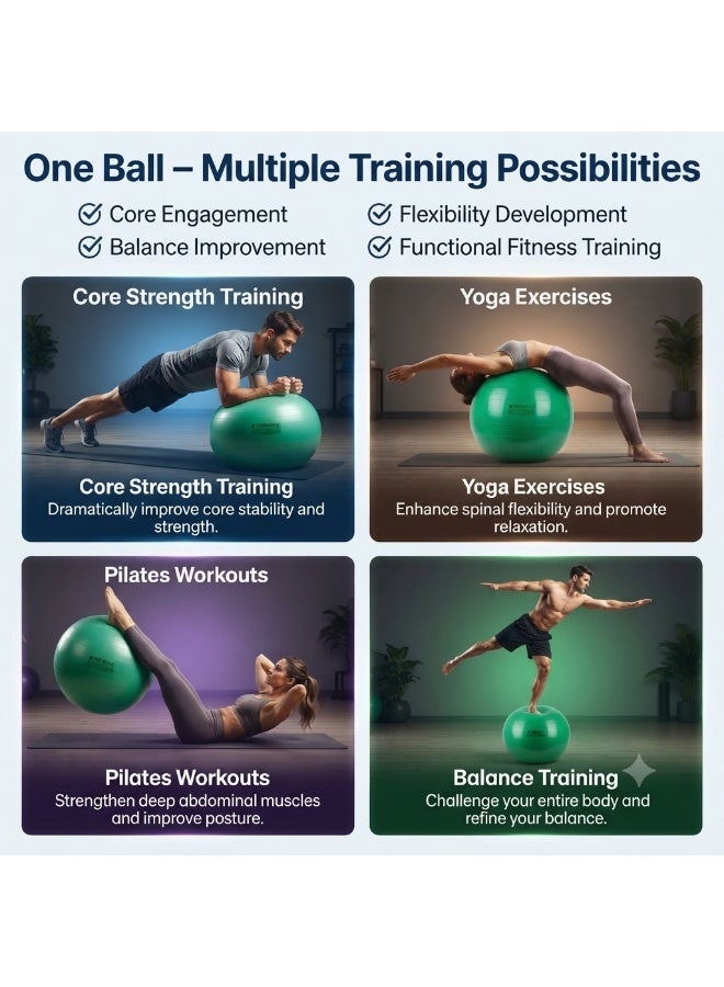 Theraband Exercise Ball for Yoga Pilates Core Training Balance Fitness Rehabilitation Anti Burst Stability Ball Green 65 cm - Image 3
