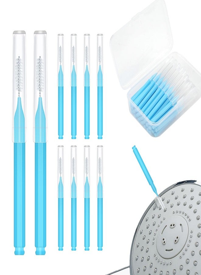 PEUTIER 40pcs Shower Head Cleaning Brushes, Blue, Soft Plastic Bristles, Easy Storage Box & Protective Cover - Image 1